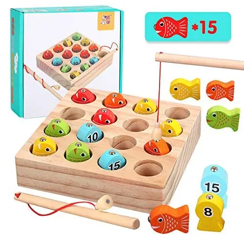 Produktbild: EPCHOO Magnetisches Angelspiel, Montessori Spielzeug ab 2 Jahre, Fische Angeln Spiel Motorikspielzeug Holzspielzeug, Kinderspielzeug Geschenk für Junge und Mädchen ab 2 3 4 Jahre