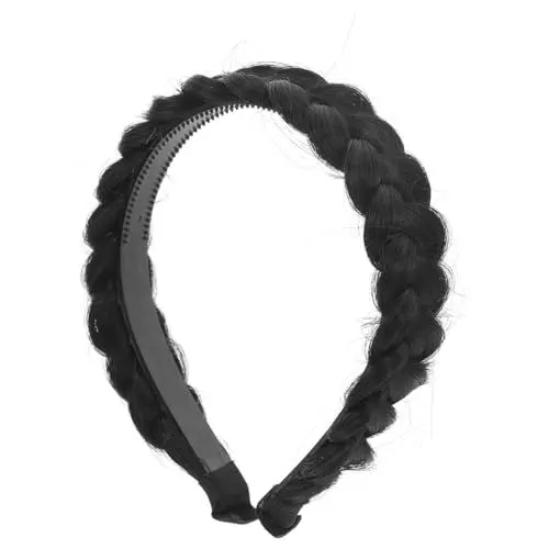 Produktbild: EPIGEIST Braid Wig Headband Für Rutschfestes Haarband Mit Geflochtenem Design Für Partys Hochzeiten Und Spezielle Anlässe Farbe Natürlich Schwarz