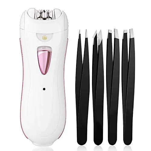 Produktbild: Epilierer Damen Gesicht Gesichtsepilierer Frauen Epeliergerät Gesichtshaarentferner Mini Eppiliergerät Elektrisch für Intimbereich Körper, 4 Pinzetten, Kabellos mit Licht, Wiederaufladbar