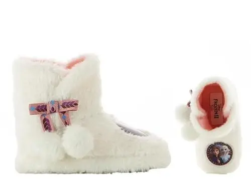 Produktbild: eplusm Frozen Hausschuhe für Mädchen, Plüsch Pantoffeln, gefüttert, mit Verzierung Ballerinas ABS Winter Kinder Weiß Slipper (Weiß, EU Schuhgrößensystem, Kleinkind, Damen, Numerisch, Breit, 25)