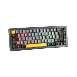 Produktbild: EPOMAKER 65% EK68 ISO(UK) Mechanische Tastatur Bluetooth, Triple Mode Gasket Gaming Tastatur mit Drehregler,RGB,Hot Swap,NKRO,3000mAh für Win/Mac (Schwarz Golden, Epomaker Flamingo Switch)