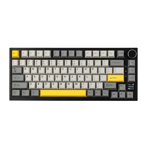 Produktbild: EPOMAKER Ajazz AK820 Pro Gasket Mechanische Tastatur mit Kabel/Bluetooth/kabellos, TFT Bildschirm, beleuchtet RGB, Schalldümpfende Foam für Win/Mac/PC (Grey, Ajazz Flying Fish Switch)