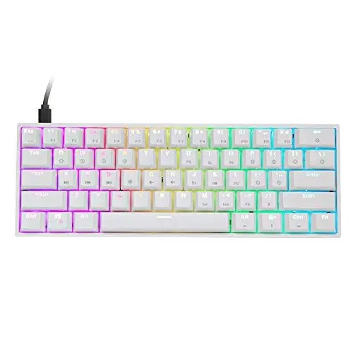 Produktbild: EPOMAKER SKYLOONG GK61 SK61 Gaming Tastatur, 60% optische Tastatur mit 1ms Latenzzeit, Shine-Through RGB Backlight, Hot-Swap-fähig & Programmierbar für Win/MAC (Weiß, Gateron Optical Blue)