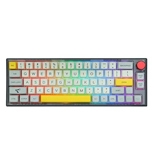 Produktbild: EPOMAKER TH66 PRO Hot Swappable RGB Tri-Mode Mechanische Gaming Tastatur mit PBT Tastenkappen, 2200mAh, Knopfsteuerung für Mac/PC (Black Theory, Gateron Pro Black)