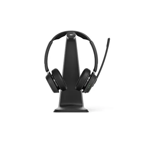Produktbild: EPOS Impact 1061T Premium Kabelloses Headset - Beidseitig, Hohe Klarheit AI Sprachtechnologie, Super Wideband Audio, Langlebiges Design für geschäftige Büroumgebungen