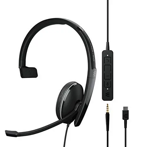 Produktbild: EPOS | Sennheiser Adapt 135 USB-C II (1000918) - Verkabeltes, Einseitiges Headset mit 3,5 mm Klinke und USB-C Anschluss, UC-Optimiert, Herausragender Klang, Verbesserter Komfort, Anrufsteuerung