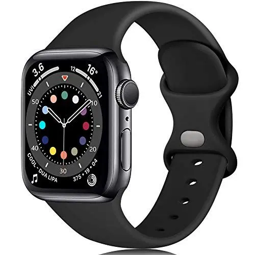 Produktbild: Epova Armband Kompatibel mit Apple Watch Armband 42mm 44mm 45mm 46mm 49mm, Weiches Silikon Ersatz Armbänder Kompatibel mit Apple Watch Ultra/Ultra 2/ iWatch SE Series 10 9 8 7 6 5 4 3 2 1, Schwarz