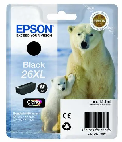 Produktbild: EPSON T2621/26XL Negro CARTUCHO DE Tinta ORIGINAL C13T26214010