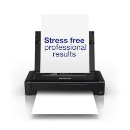 Produktbild: Epson WorkForce WF-110W tragbarer Tintenstrahldrucker (DIN A4, WiFi Direct, Drucker, mobiles Drucken, USB, integrierter Akku, nur 1,6 kg Gewicht) schwarz