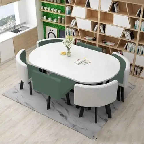 Produktbild: EPUZER Esstisch mit 6 Stühlen Set, 7-teilige Essgruppe, Küchentisch, Bistrotisch mit 6 Stühlen, Bartisch Set for Küche, Wohnzimmer(4)