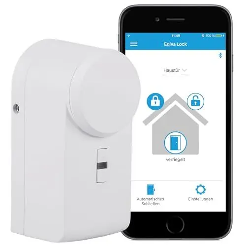 Produktbild: eqiva Bluetooth Smart Türschlossantrieb, Weiß, 142950A0, 5.6 x 5.2 x 11.4 cm