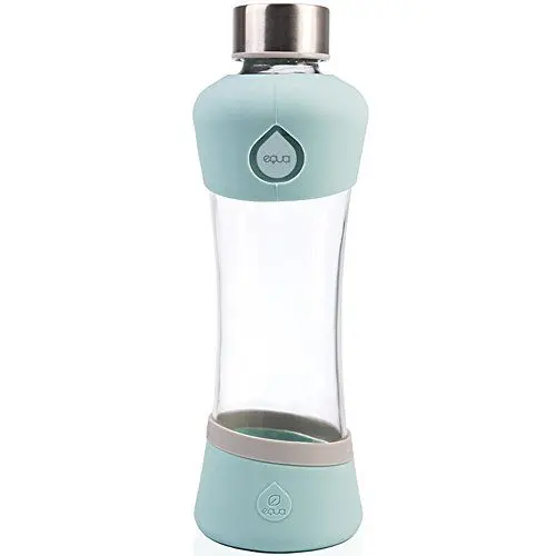 Produktbild: EQUA Active Mint 0,55l Trinkflasche aus Borosilikatglas Designer Sportflasche 550 ml mit Silikonhülle Wasserflasche