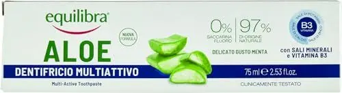 Produktbild: equilibra Zahnhygiene Aloe Zahnpasta Multiaktiv Aloe Vera Zahnpasta mit sanftem Gel mit frischem Geschmack, hilft gegen Karie, Zahnstein und Zahnfleischerkrankungen, 75 ml, 1 Stück
