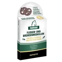 Produktbild: Equisept Fliegen & BremsenMedaillon 2er Pack Innovative Lösung zur Insektenabwehr am Pferd Einfaches Anbringen an Halfter oder Trense Bis zu 4 Wochen repellierende Wirkung Dopingfrei