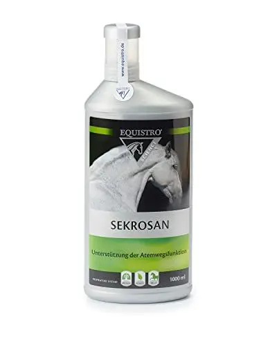 Produktbild: EQUISTRO® Sekrosan | Ergänzungsfuttermittel für Pferde | Zur Unterstützung der normalen Funktion der oberen Atemwege | Kann die Atemwegsfunktion stärken | 1L