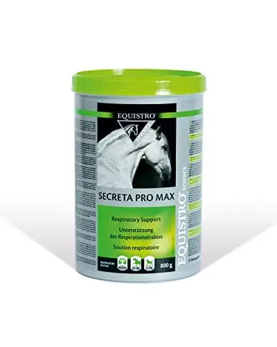 Produktbild: EQUISTRO® Secreta Pro Max | Ergänzungsfuttermittel für Pferde | Zur Unterstützung der normalen Funktion der Atemwege | Kann die Atemwegsfunktion stärken | 800g