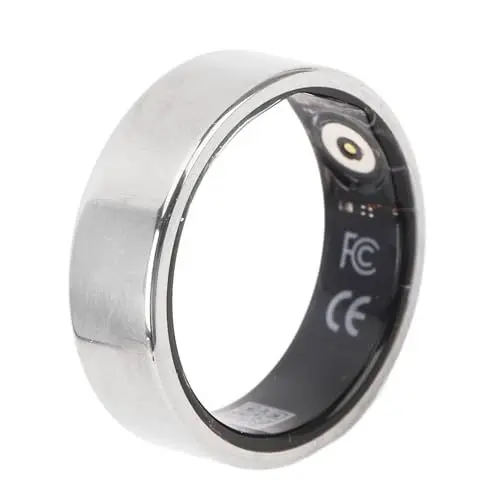 Produktbild: equlup Smart Health Ring, tragbarer Smart Ring mit Ladeetui, Fitness-Fingerring aus Edelstahl für Sport und Schlafüberwachung, Silber (Größe 21: Anwendbarer Fingerumfang: ca.)
