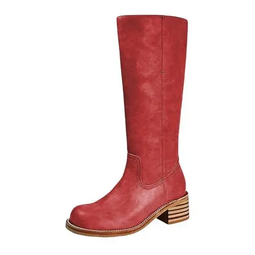 Produktbild: 𝗛erbstschuhe Damen Stiefelette Boots Knee High Boots High Heeled Long Boots Ankle Boots Damen Blau (Red, 43)