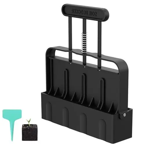 Produktbild: Erdballenpresse, Manueller Bodenblocker, 5X5CM Soil Blocker für Saatgut Start, Erdpresse Anzucht mit 50 Etiketten