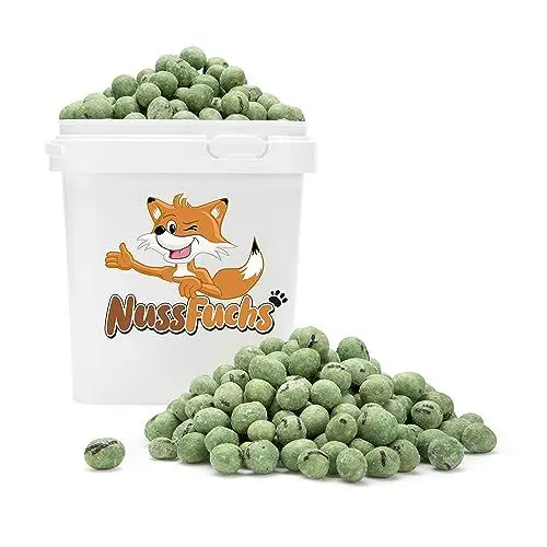 Produktbild: Erdnüsse im Wasabi Teigmantel 2,5kg - Wasabi Erdnüsse geröstet - scharf & knackig - asia Snack - würzige grüne Erdnüsse - die Snack Alternative - NussFuchs (2,5kg Eimer)