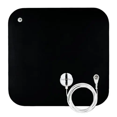 Produktbild: Erdungsmatte für Die Füße, Grounding Mat, 25 x 25 cm Mauspad mit EU Stecker und Kabel (EU Plug) für besseren Schlaf, weniger Angstzustände, Schmerzen, Entzündungen, Kopfschmerzen