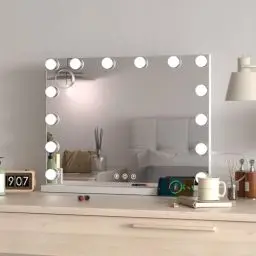 Produktbild: Ereousa Hollywood Spiegel mit Beleuchtung, Dimmbarer Touchscreen Schminkspiegel mit 14 Led Licht, Langlebig Schminktisch Spiegel für Make-Up (50 x 40cm)