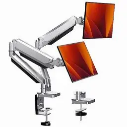 Produktbild: ErGear Monitor Halterung 2 Monitore für 13-32 Zoll Bildschirme, Ergonomischer Gasdruckfeder Arm Bildschirmhalterung mit Kabelmanagement, Neigbar, Schwenkbar, Drehbar, VESA 75/100mm, Silber