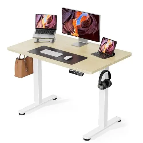 Produktbild: ErGear Elektrisch Höhenverstellbarer Schreibtisch 100 x 60 cm, Schreibtisch Höhenverstellbar mit 4-Gedächtnis-Smart-Pult für Home-Office mit Verbindungsplatte