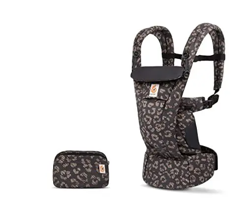Produktbild: Ergobaby Omni Dream Babytrage für Neugeborene ab Geburt bis 20kg, 4 Positionen SoftTouch Cotton Ergonomische Babybauchtrage Rückentrage Baby-Tragetasche, Black Leopard