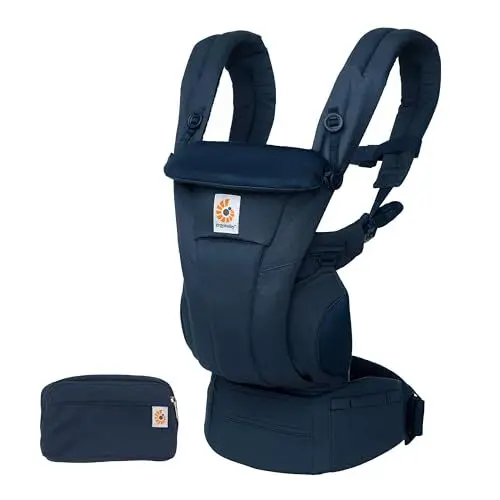 Produktbild: Ergobaby Omni Dream Babytrage für Neugeborene ab Geburt bis 20kg, 4 Positionen SoftTouch Cotton Ergonomische Babybauchtrage Rückentrage Baby-Tragetasche, Midnight Blue