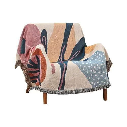 Produktbild: Ergocar Boho Kuscheldecke, Flauschige Wohndecke mit Quasten, Dünn und Bequem Jacquard Überwurf Decke, Weiche & Warme Reisedecken, Couchdecke für Schlafzimmer, Wohnzimmer, Büro
