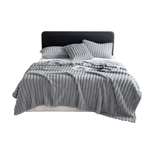 Produktbild: Ergocar Künstliches Kaninchenfell Decke, Weiche Kuscheldecke, Flauschig Sofadecke Doppelgesicht Dicke Decke für Couch, Stuhl und Bett, Dekorative für alle Jahreszeiten