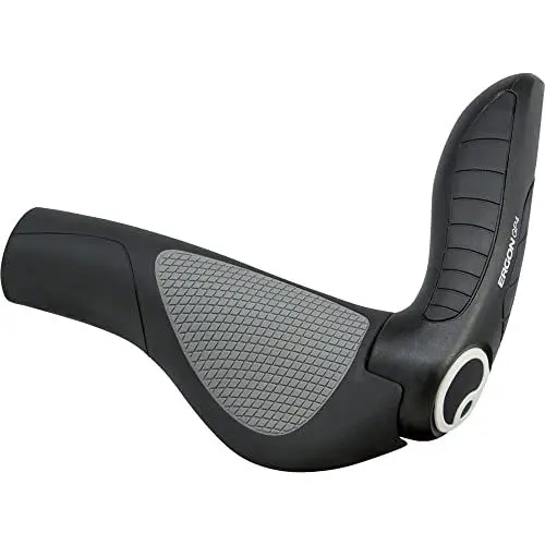 Produktbild: Ergon - GP4 Ergonomische Lock-on Fahrradgriffe mit Bar-End Unterstützung | Regulär kompatible | Für Touring und Trekking Bikes | Large | Schwarz/Grau