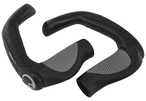 Produktbild: Ergon - GP5 Ergonomische Lock-on Fahrradgriffe mit extra-langem Bar-End | Gripshift kompatibel | Für Touring & Trekking Bikes | Large | Schwarz/Grau