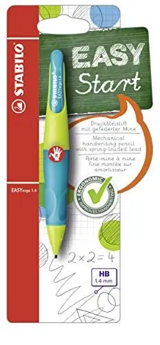 Produktbild: STABILO - Ergonomischer Druck-Bleistift für Rechtshänder - EASYergo 1.4 in neonlimonengrün/aquamarin - inkl. 3 dünner Minen - Härtegrad HB