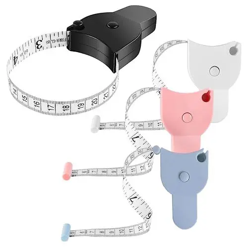 Produktbild: Ergonomisches Körpermaßband, 4 Stück Schneidermaßband Maßband Körper Umfangmaßband Einziehbares Massband Nähen Taillenmaßband Körpermaße Meterband für Fitness Basteln