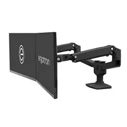 Produktbild: ERGOTRON LX Dual Monitor Arm in Schwarz - Monitor Tischhalterung mit patentierter CF-Technologie für 2 Bildschirme nebeneinander bis 27 Zoll und 33cm Höhenverstellung
