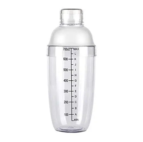 Produktbild: ericotry 1 x 700 CC/680 ml transparenter Cocktail-Shaker aus Kunststoff, Harz, Getränke, Wein, Teemixer, mit Skala und Sieb für Zuhause, Bar, Café, Party