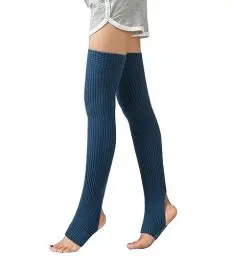 Produktbild: ericotry Damen Winter über Knie, hohe Fußlose Socken, 70 cm, lang, gestrickt, Beinwärmer, Oberschenkelhohe Kniestrümpfe, Beinärmel (Marineblau)