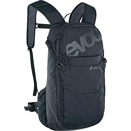 Produktbild: EVOC E-RIDE 12 Fahrradrucksack, E-Bike Rucksack (extraleichter Backpack, mit AIR CIRCULATION, AIR PAD SYSTEM, KONTROLL DISPLAY FACH, XC/DH-Helm-Halterung, Gurtfixierungs-System), Schwarz