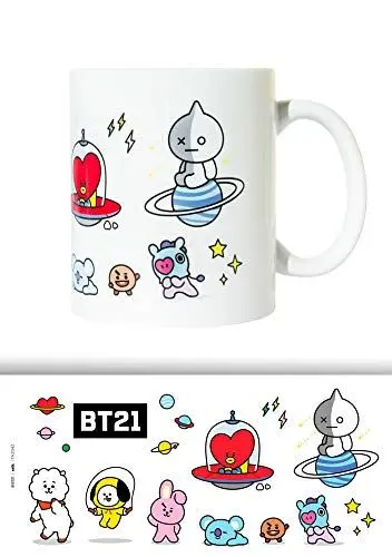 Produktbild: Erik BT21 Tasse - Kaffeebecher Tasse Kaffee und Tee - Offizielles BT21 Merchandising - Größe : 9,5 cm x 8 cm - Fassungsvermögen : 350 ml - Offizielle Lizenz - BT21 Fanartikel