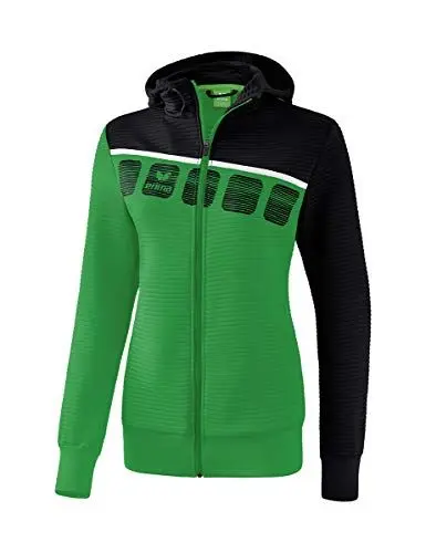 Produktbild: ERIMA Damen 5-C Trainingsjacke mit Kapuze, smaragd/schwarz/weiß, 42, 1031914