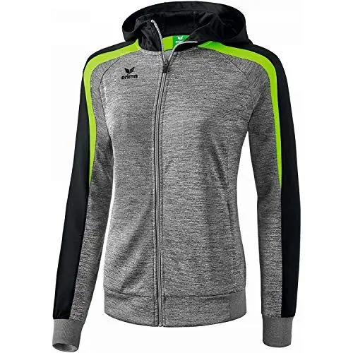 Produktbild: ERIMA Damen Jacke Liga 2.0 Trainingsjacke mit Kapuze, grau melange/schwarz/green gecko, 42, 1071857