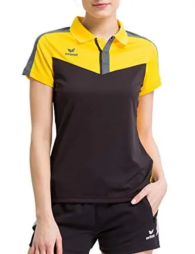 Produktbild: Erima Damen Squad Sport Poloshirt, Gelb/Schwarz/Slate Grey, 42