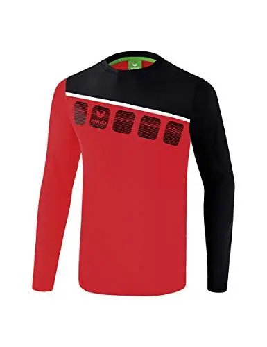 Produktbild: Erima Herren 5-C Longsleeve, rot/schwarz/weiß, XL