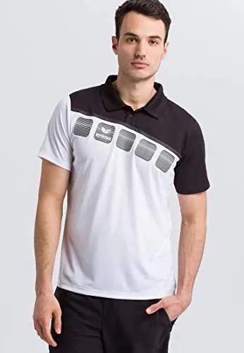 Produktbild: Erima Herren 5-C Poloshirt, weiß/schwarz/dunkelgrau, S