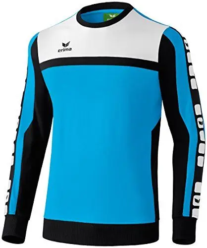 Produktbild: Erima Kinder 5-C Baumwollsweat, Curacao/schwarz/weiß, 164