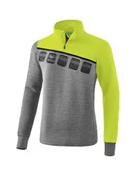 Produktbild: Erima Kinder 5-C Trainingstop, grau melange/lime pop/schwarz, 152