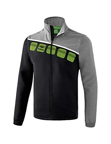 Produktbild: Erima Unisex 5-C Jacke mit abnehmbaren Ärmeln, schwarz/grau melange/weiß, M