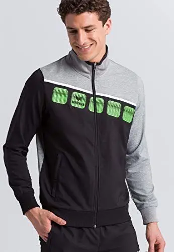 Produktbild: Erima Unisex 5-C Polyesterjacke, schwarz/grau melange/weiß, L